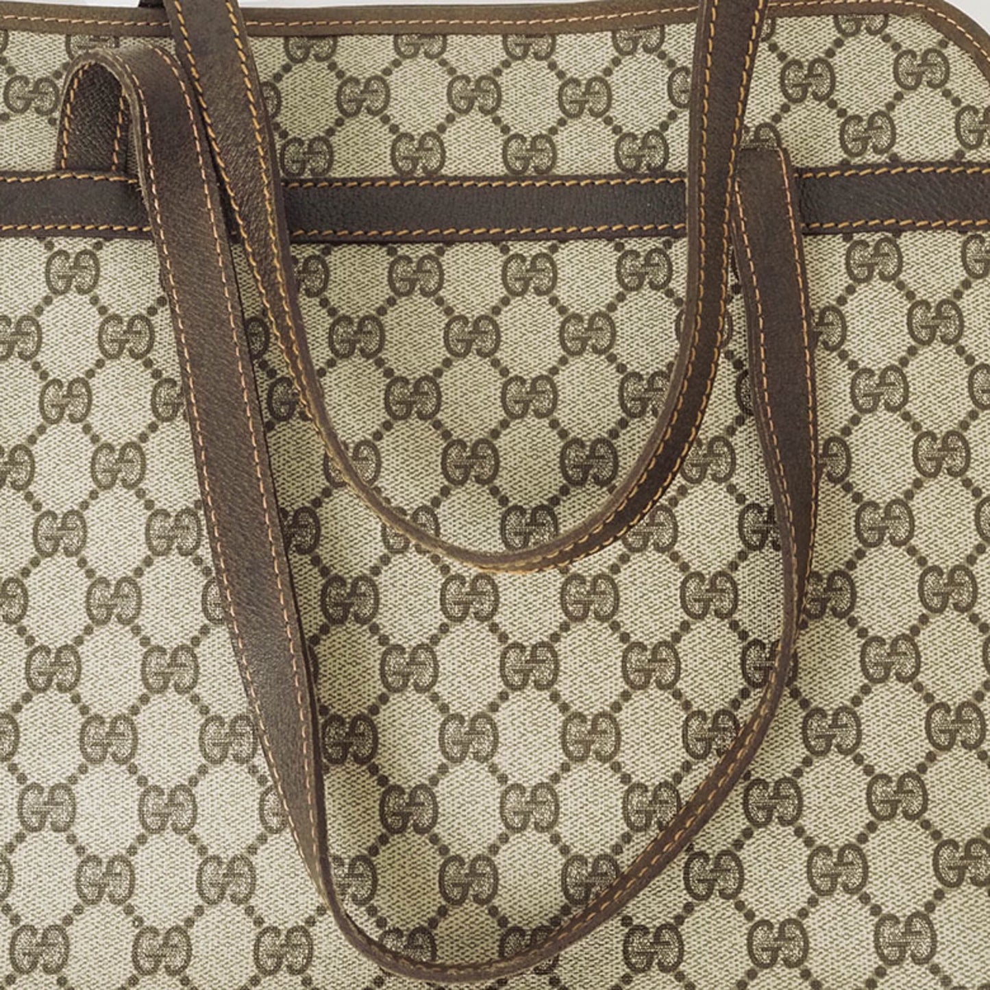 Gucci Beige Brown Pvc Leather Handbag Tote Bag