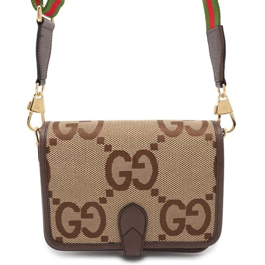 Gucci Brown Canvas Leather Shoulder Bag ()