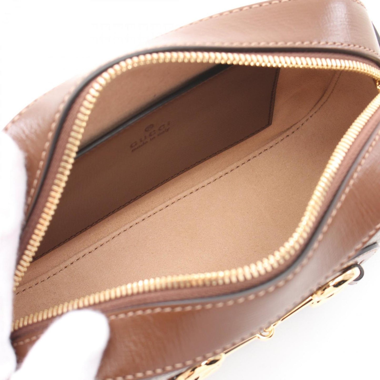 Gucci Beige Brown Coated Canvas Pvc Leather Shoulder Bag