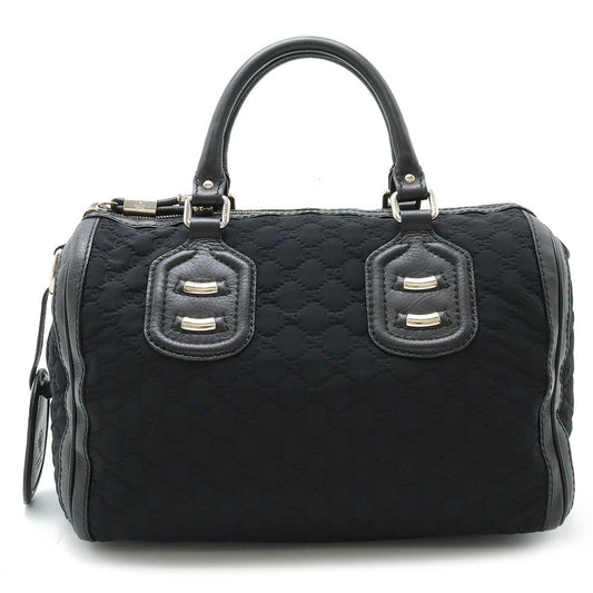 Gucci Black Nylon Leather Boston Bag Handbag ()