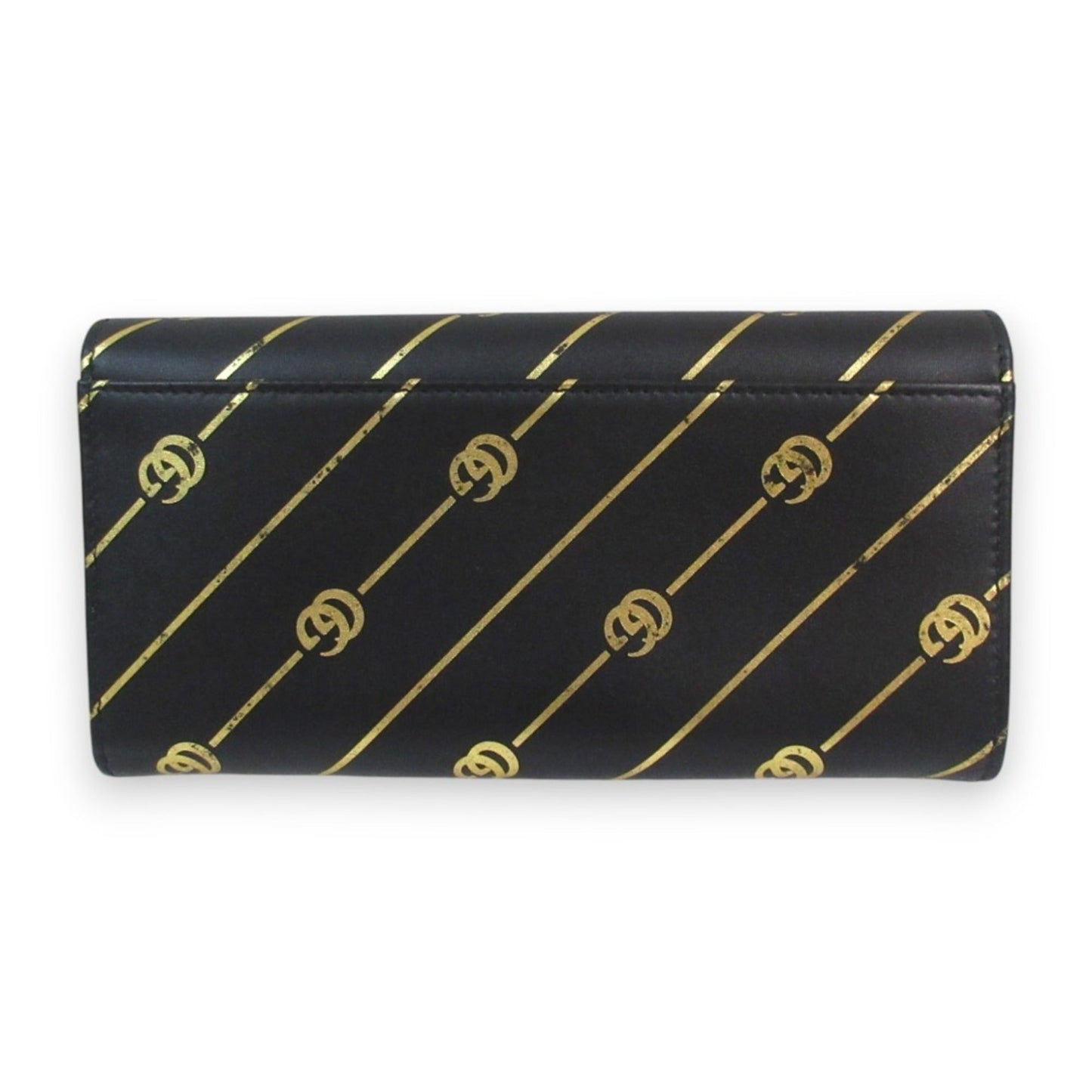 Gucci Black Gold Leather Wallet (Tri-Fold)