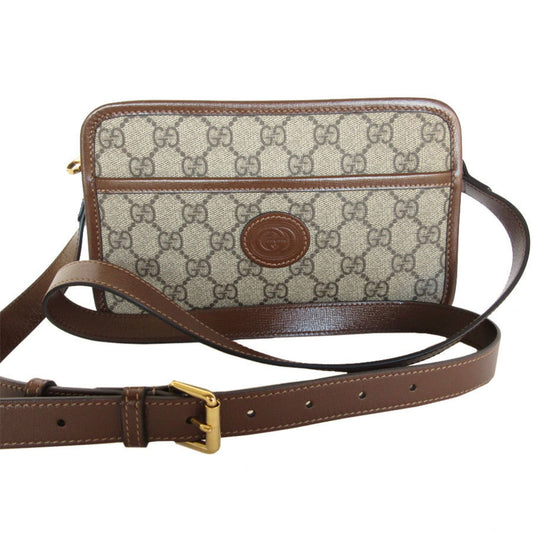 Gucci Beige Brown Pvc Leather Shoulder Bag ()