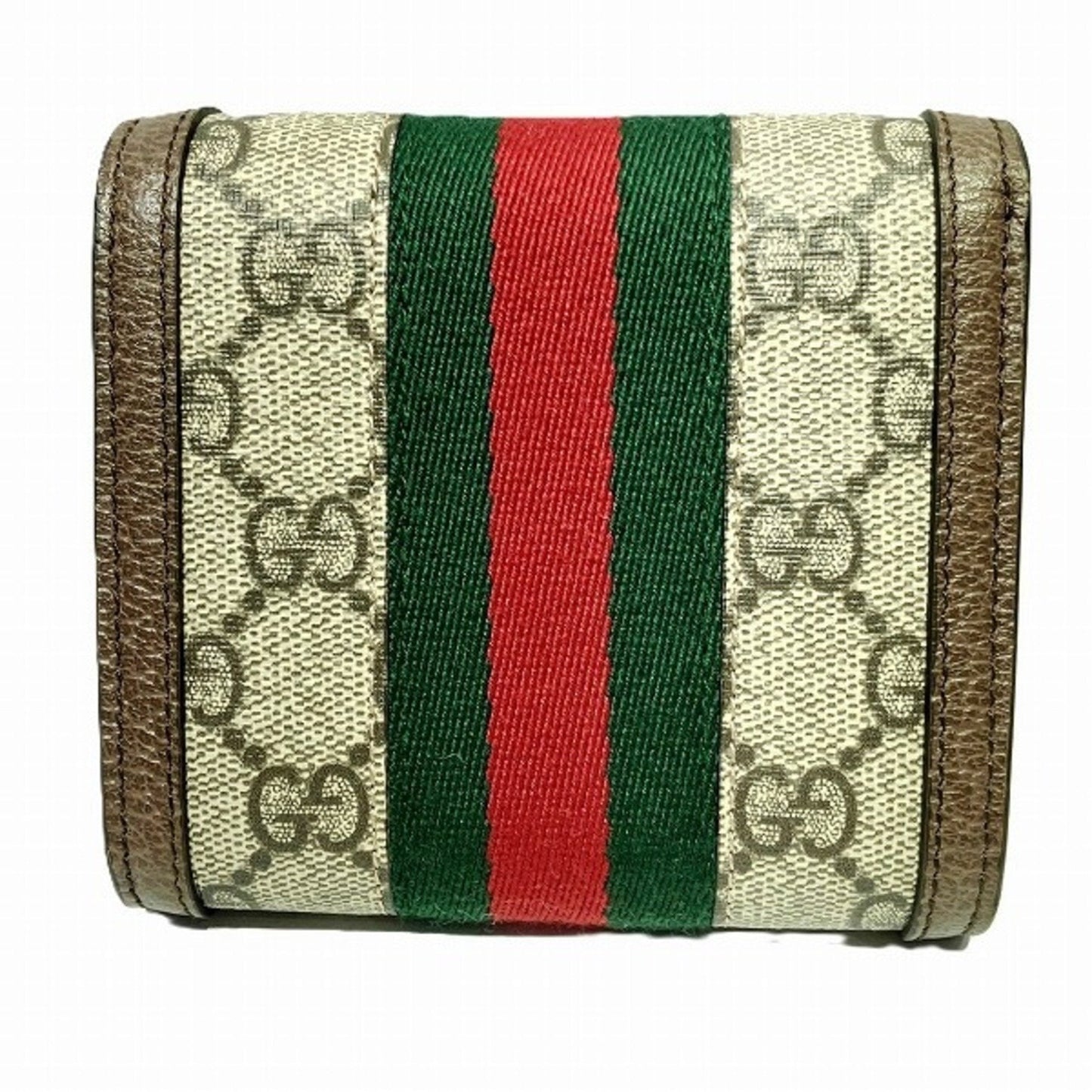Gucci Beige Dark Brown Canvas Leather Wallet (Bi-Fold)