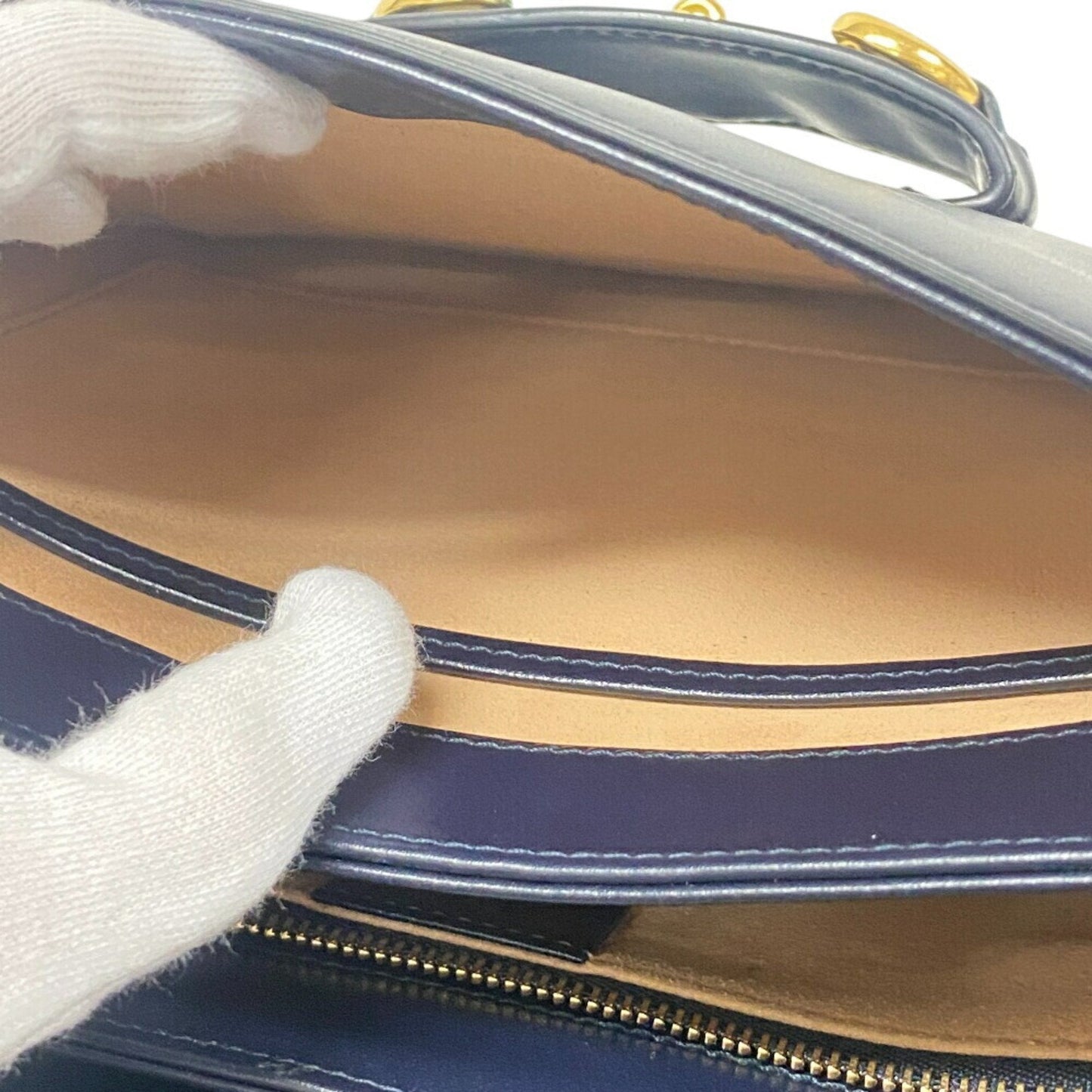 Gucci Horsebit Navy Red Color Leather Shoulder Bag