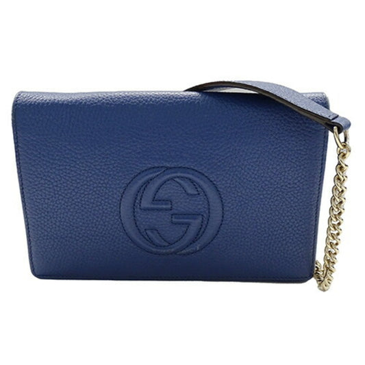 Gucci Blue Leather Chain/Shoulder Wallet ()