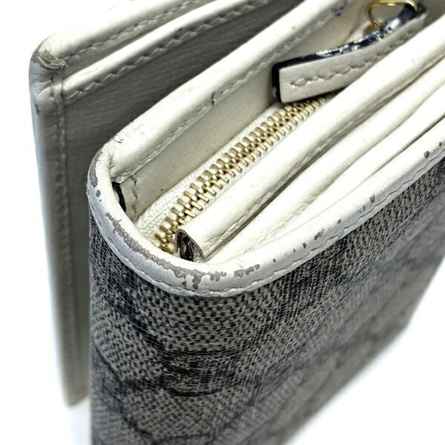 Gucci Beige White Pvc Leather Wallet (Bi-Fold)