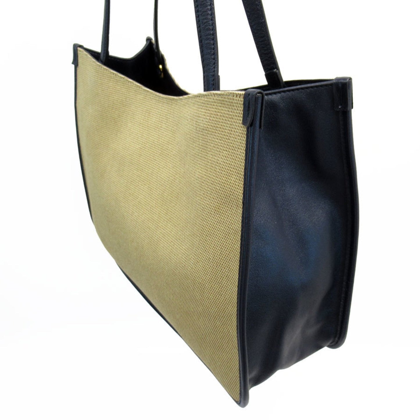 Gucci Horsebit Beige Navy Canvas Leather Shoulder Bag