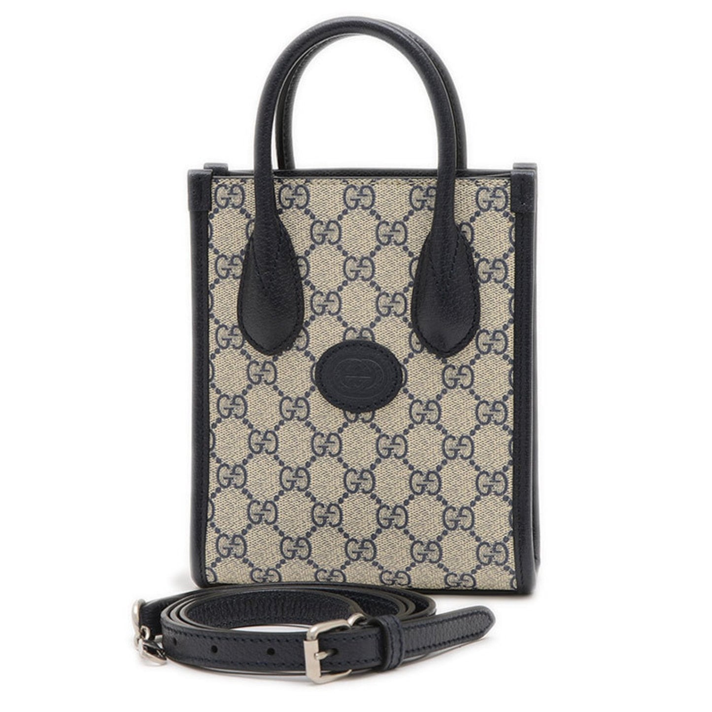 Gucci Beige Navy Gg Supreme Handbag Shoulder Bag Tote Bag ()