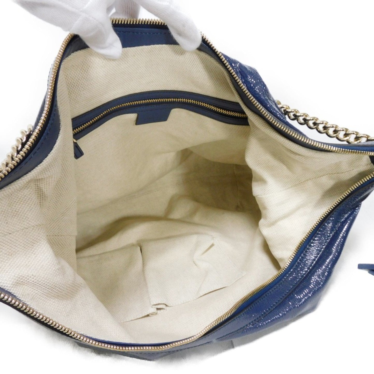 Gucci Soho Navy Patent Leather Shoulder Bag