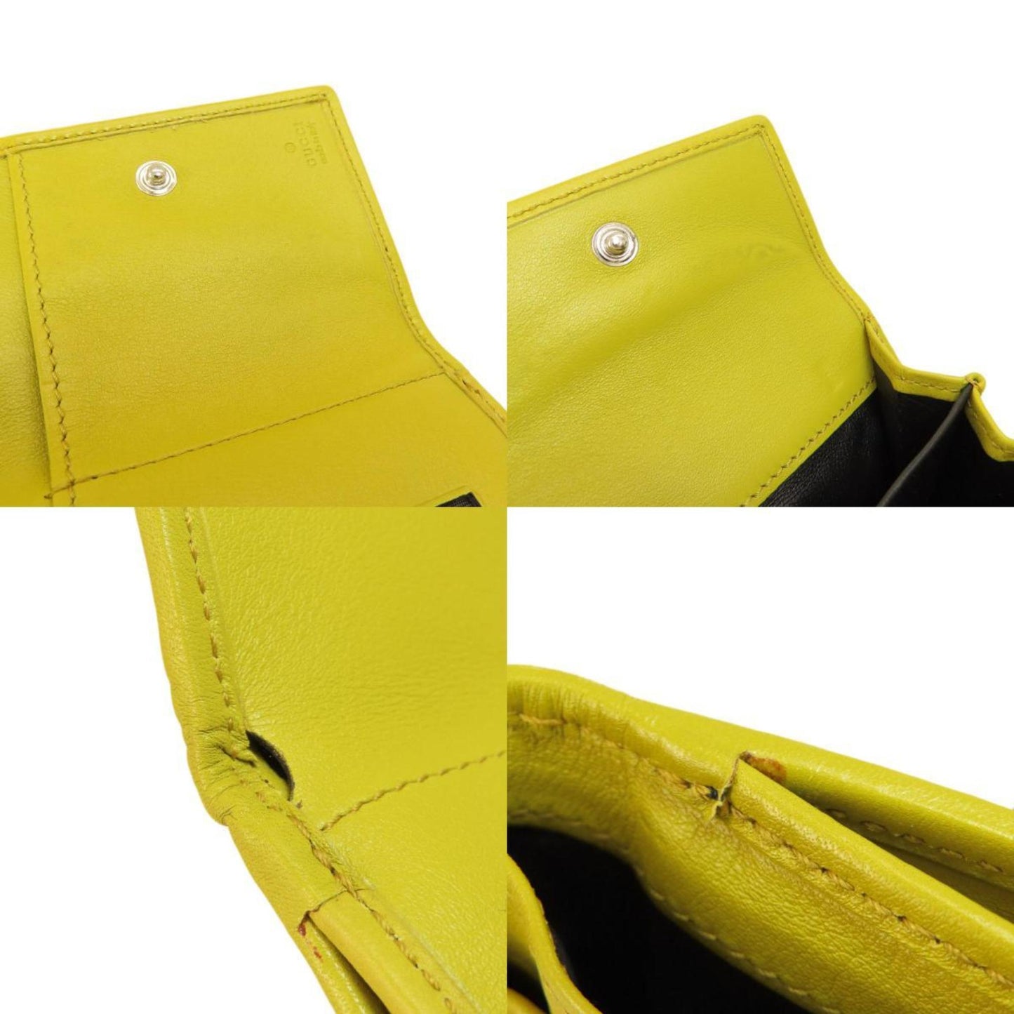 Gucci Black Yellow Leather Wallet (Bi-Fold)