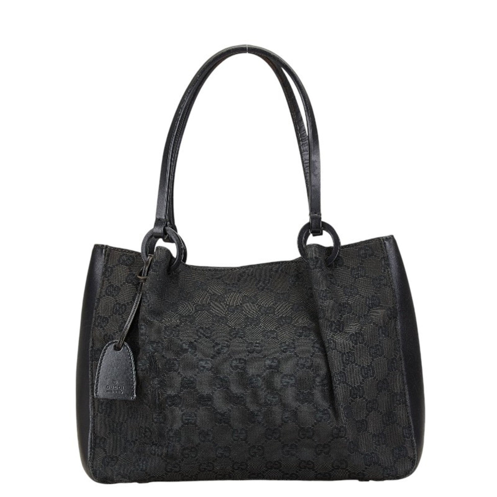 Gucci Black Canvas Leather Pouch Shoulder Bag Tote Bag ()