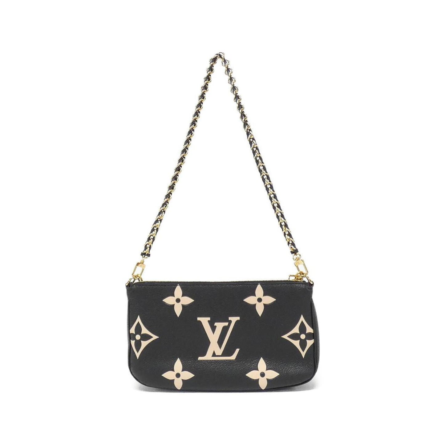 Louis Vuitton Beige Black Leather Pochette Shoulder Bag