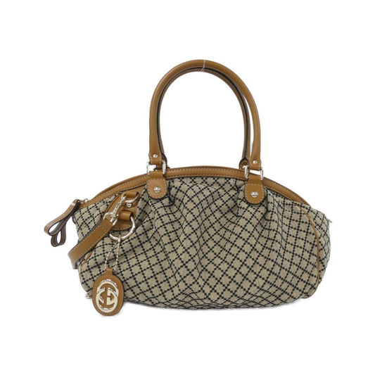 Gucci Beige Light Brown Canvas Leather Shoulder Bag ()