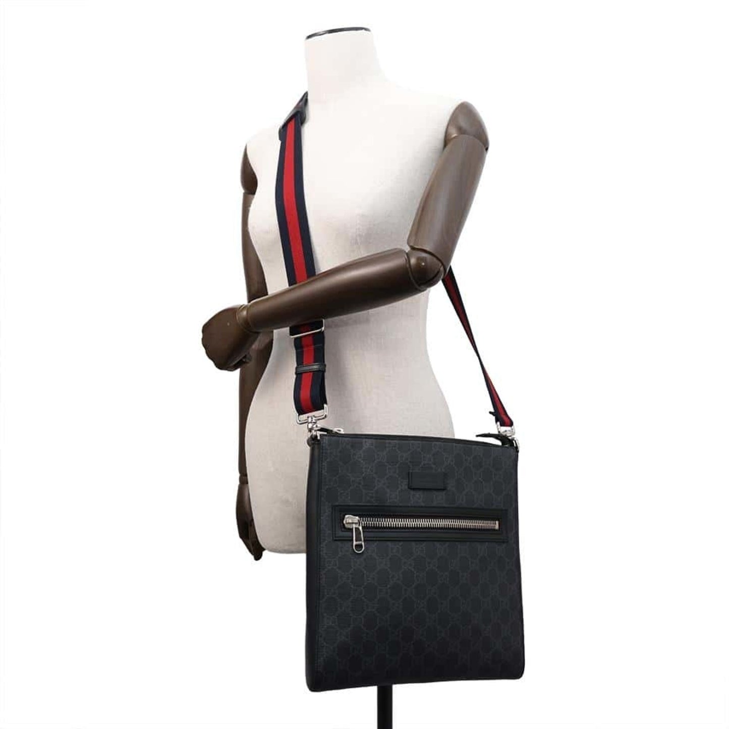 Gucci Black Gg Supreme Leather Messenger Bag Shoulder Bag