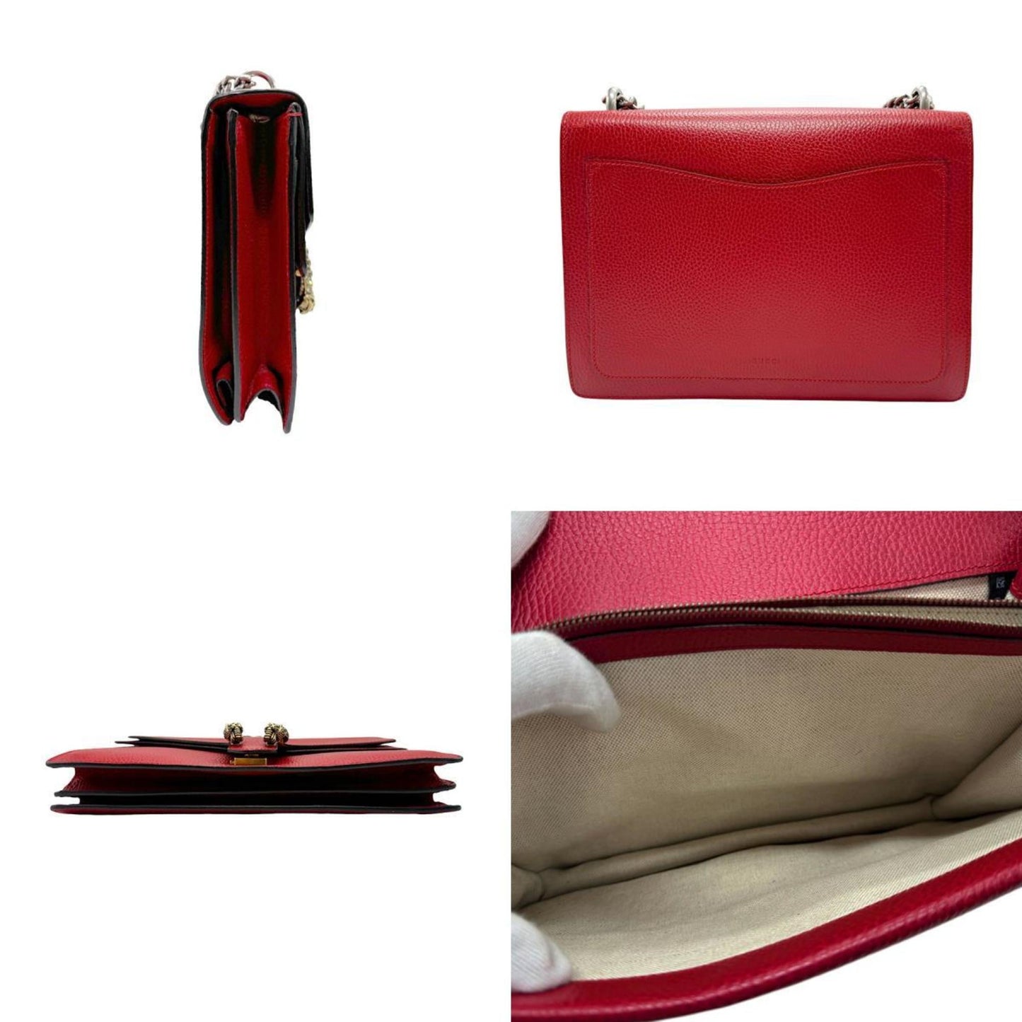 Gucci Red Color Leather Shoulder Bag