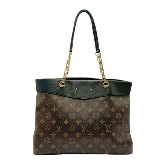 Louis Vuitton Black Brown Monogram Leather Shoulder Bag ()
