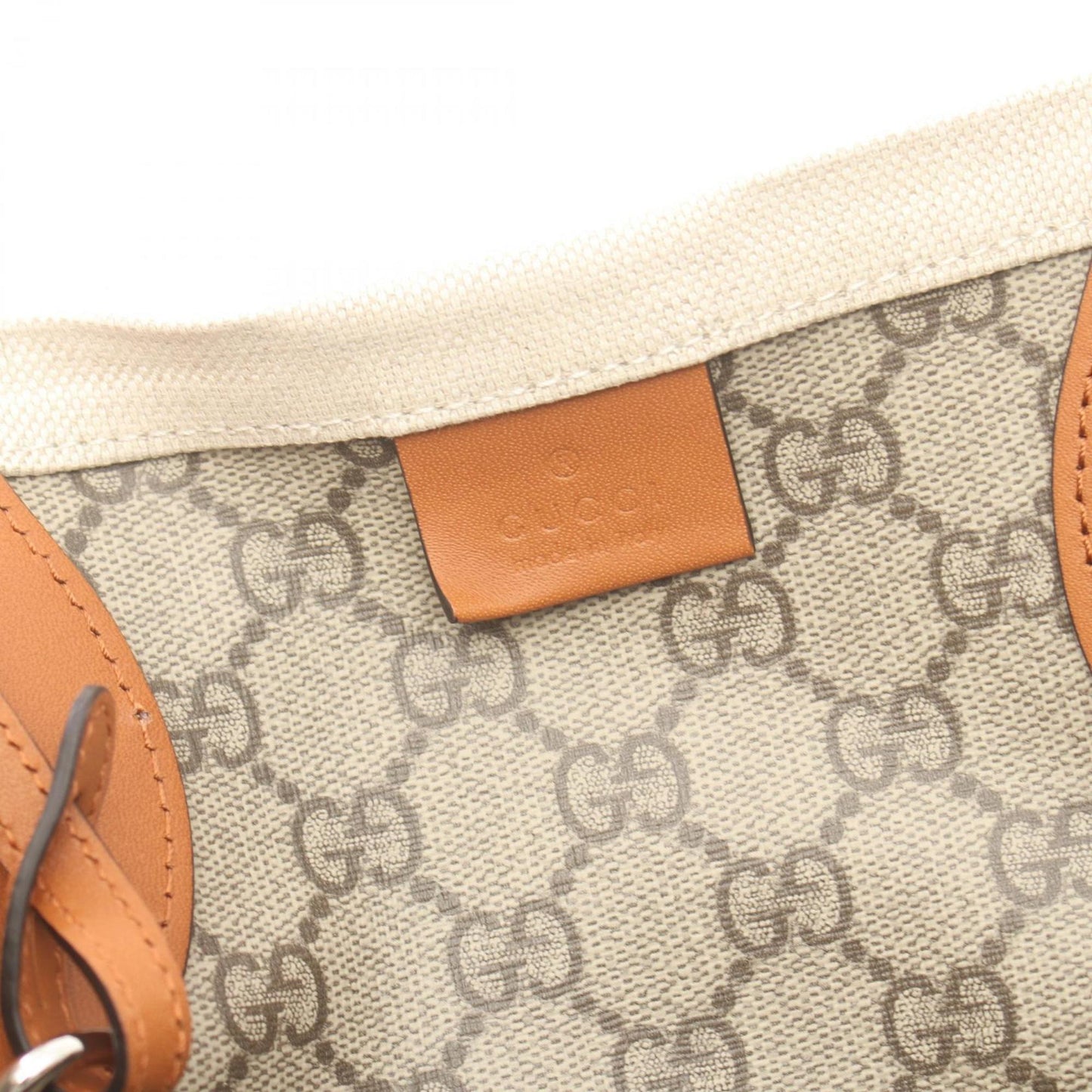 Gucci Beige Brown Canvas Leather Tote Bag