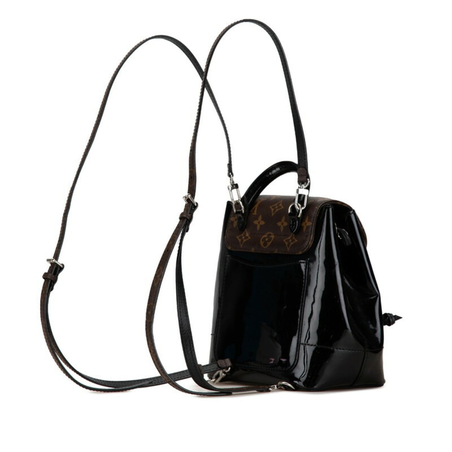 Louis Vuitton Black Brown Patent Leather Pvc Backpack