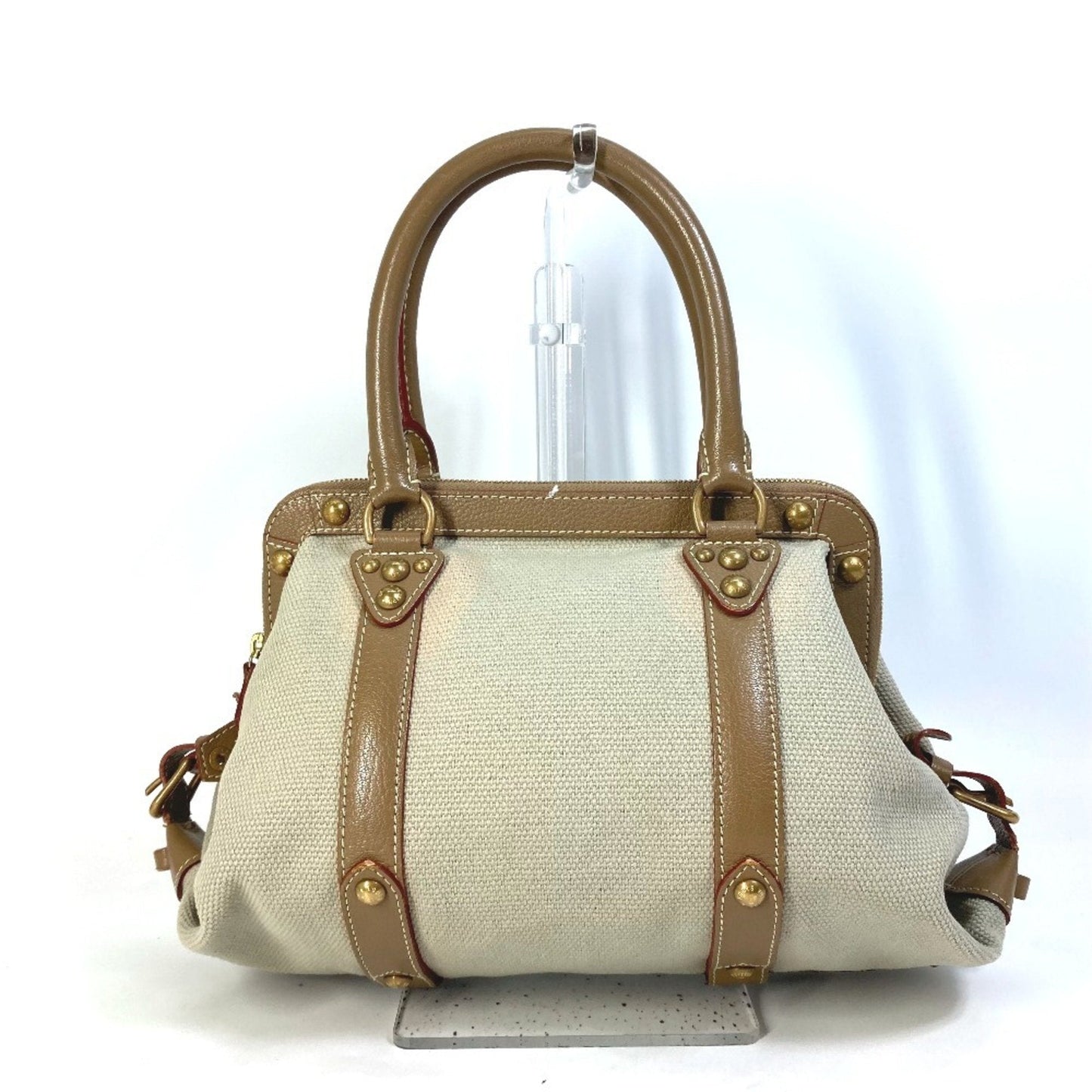 Louis Vuitton Beige Canvas Leather Handbag Shoulder Bag