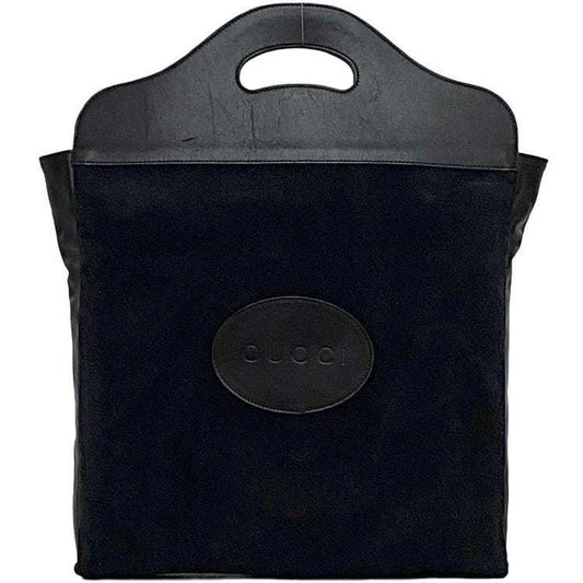 Gucci Black Suede Leather Handbag Tote Bag ()