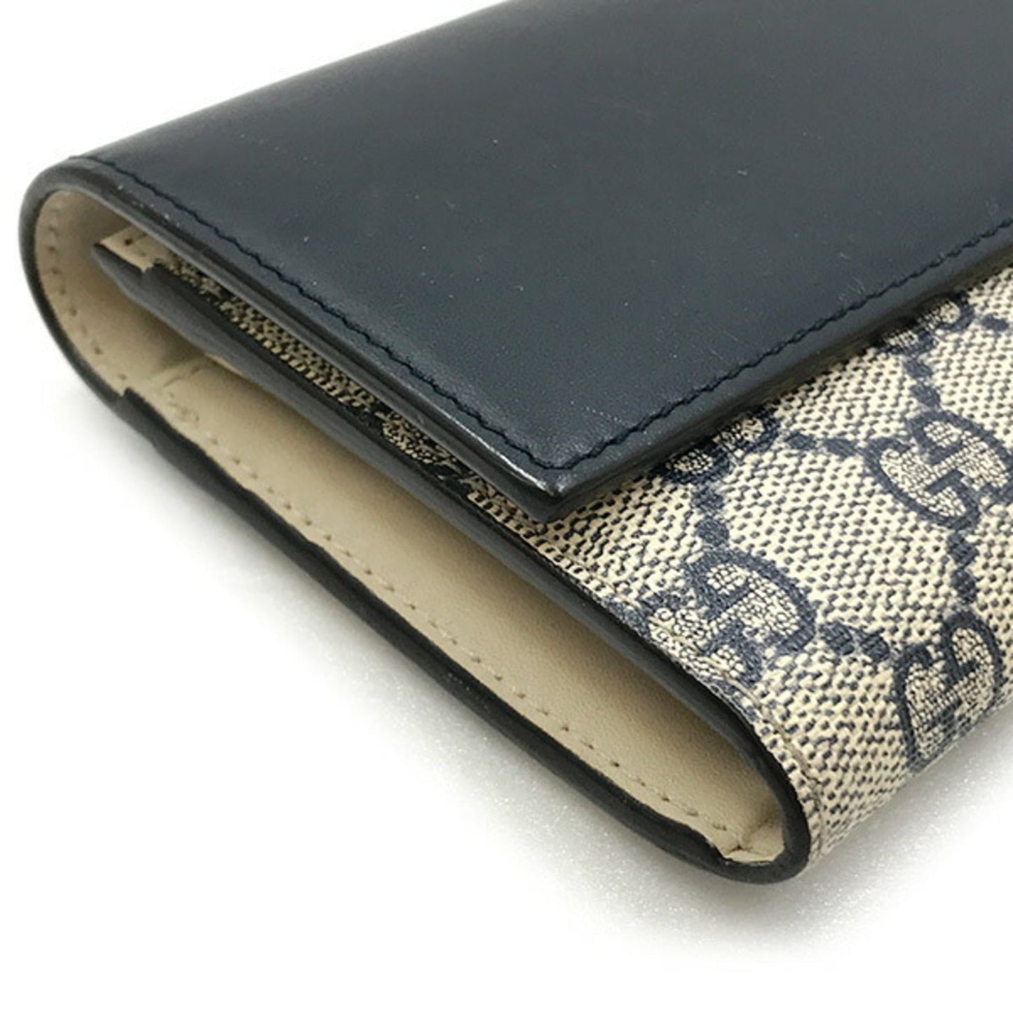 Gucci Navy Pvc Long Bill Wallet (Bi-Fold)