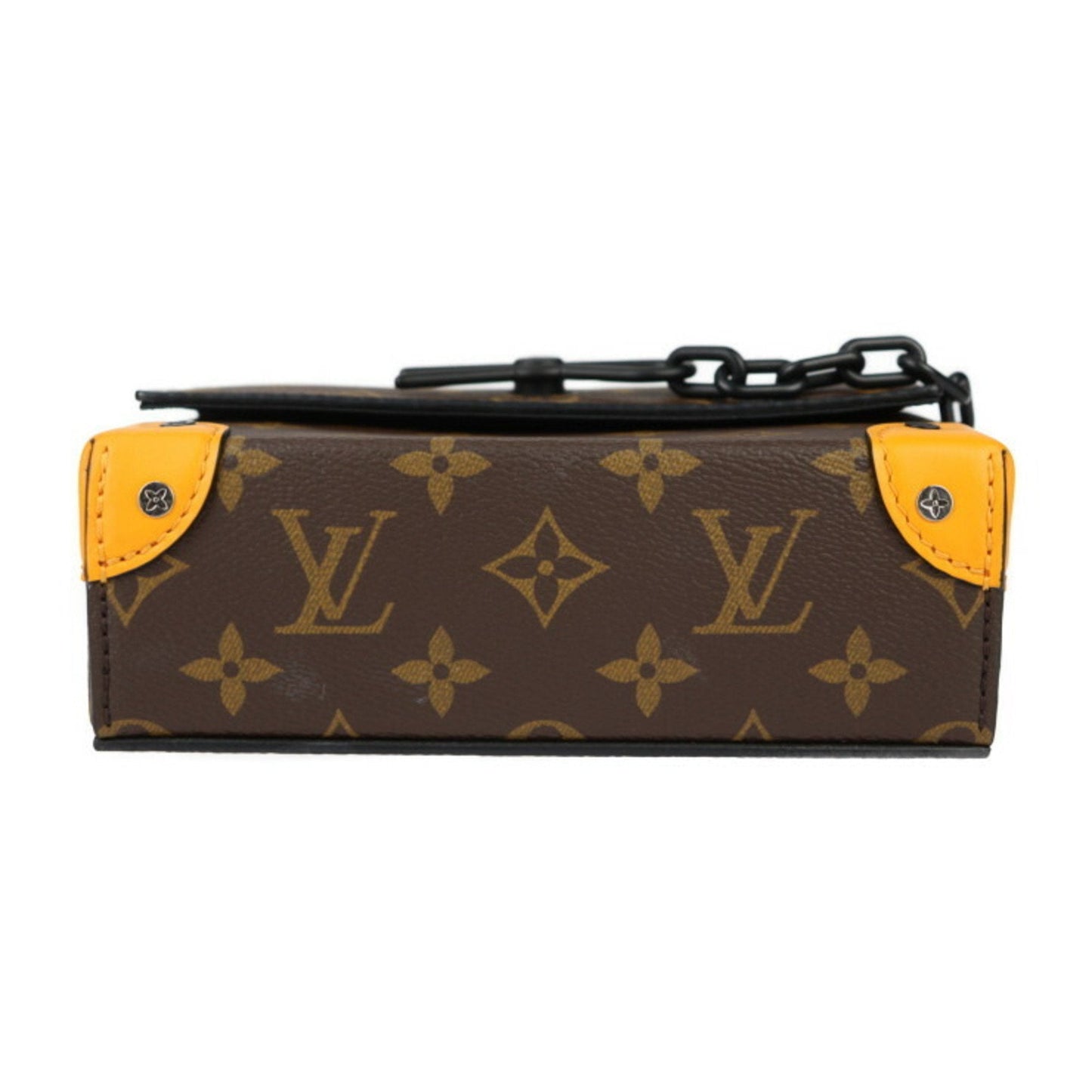 Louis Vuitton Black Brown Orange Monogram Canvas Leather Pochette Shoulder Bag