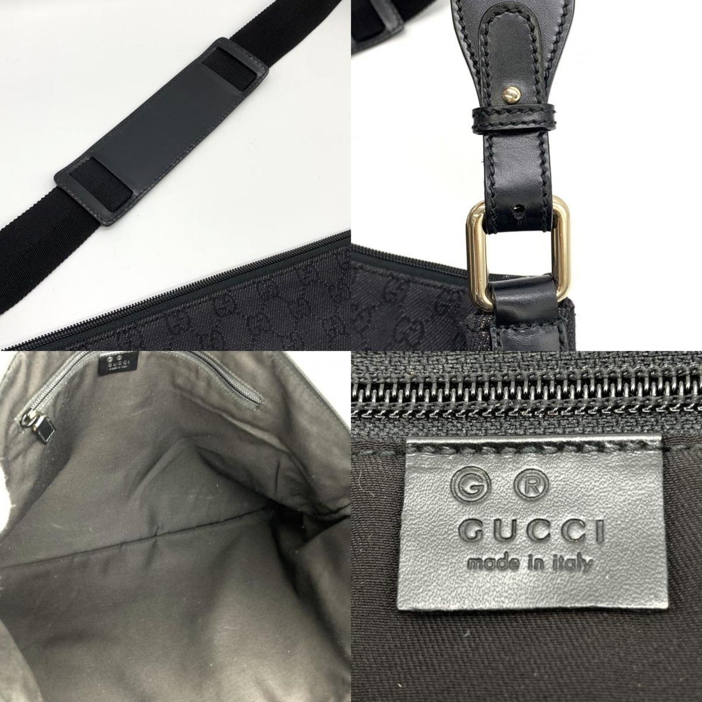 Gucci Black Gg Canvas Shoulder Bag Sling Bag