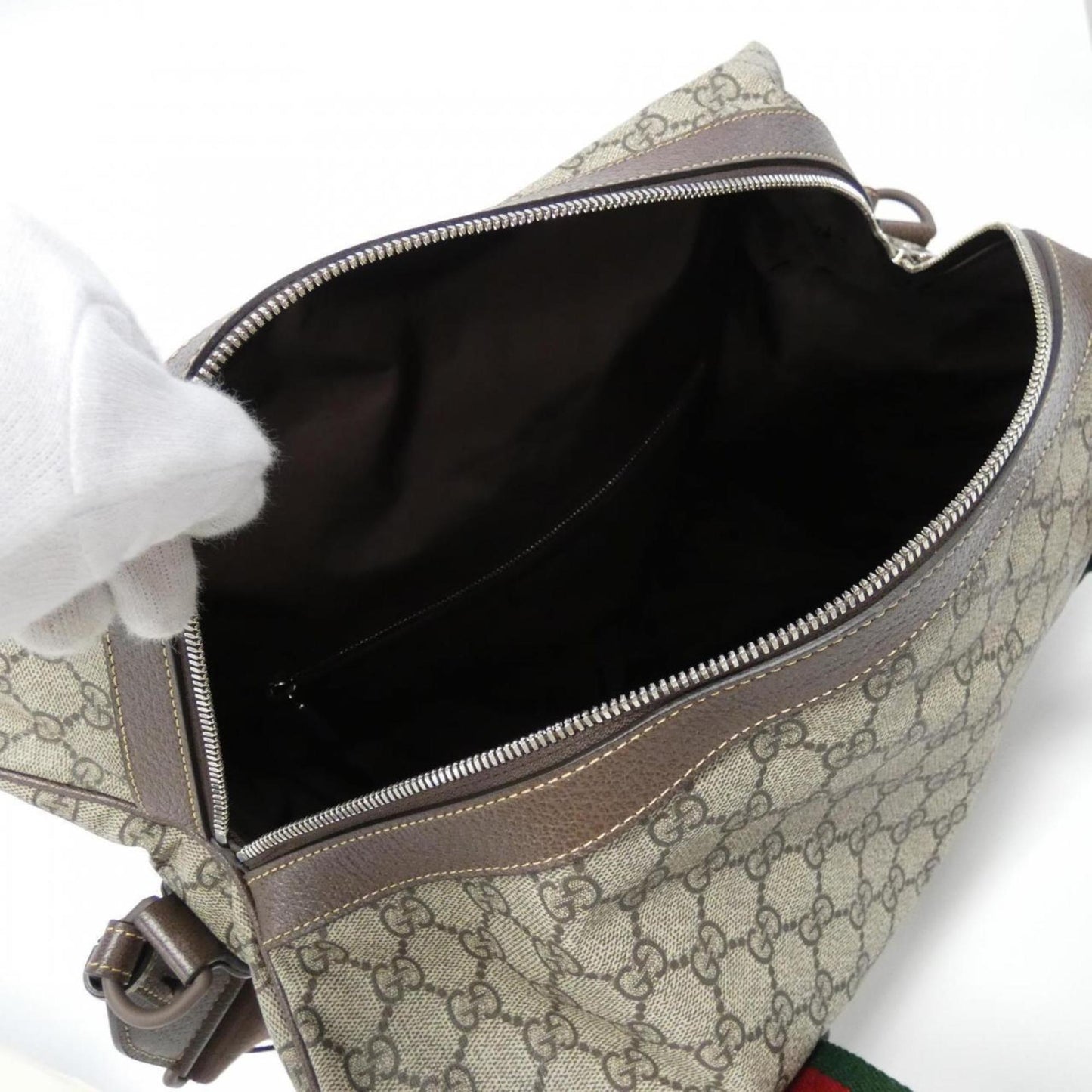Gucci Beige Brown Gg Supreme Leather Boston Bag