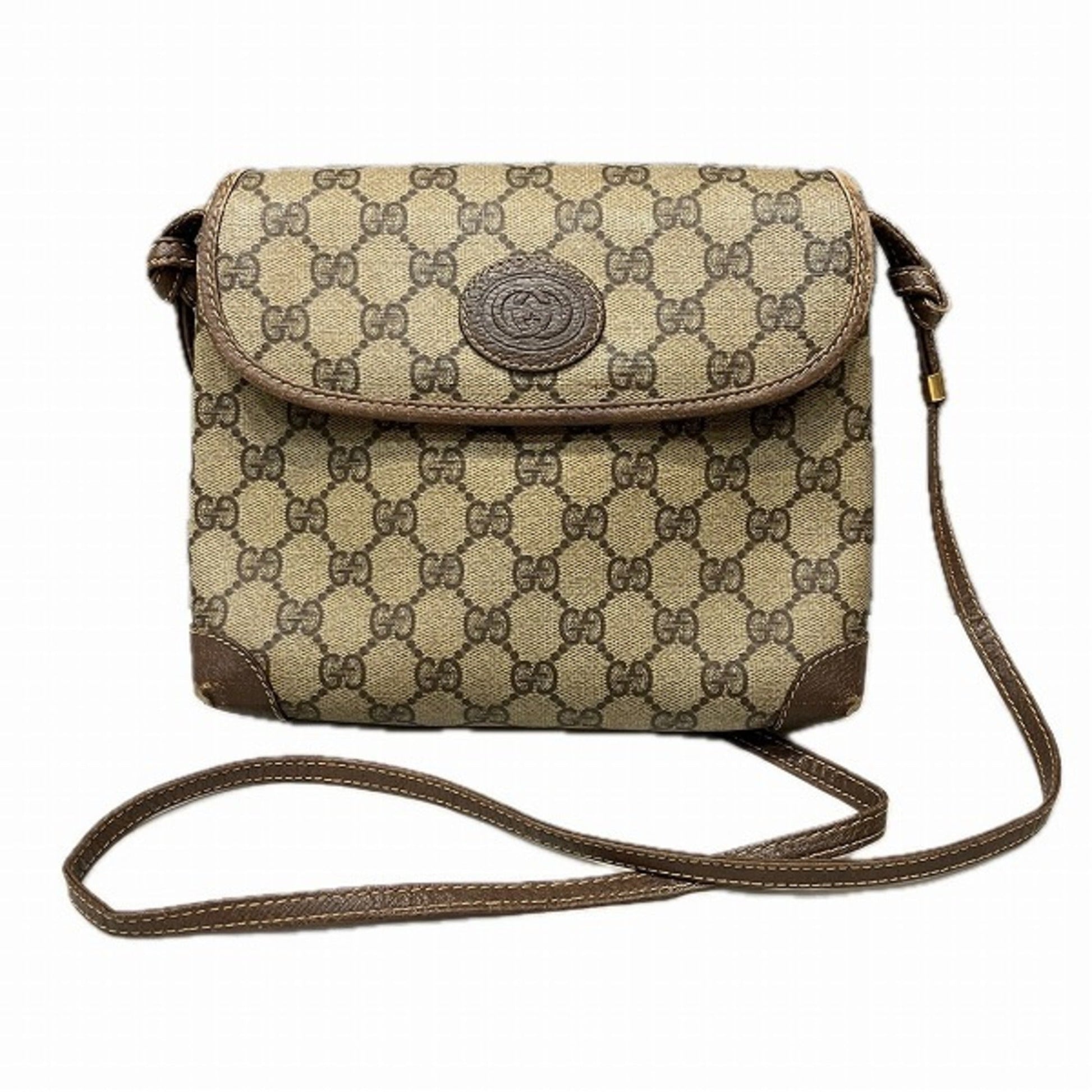 Gucci Beige Brown Pvc Leather Shoulder Bag ()