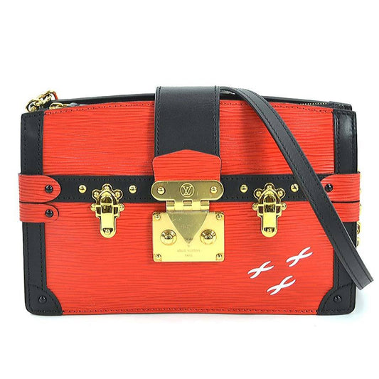Louis Vuitton Black Red Color Epi Leather Clutch Bag Shoulder Bag ()