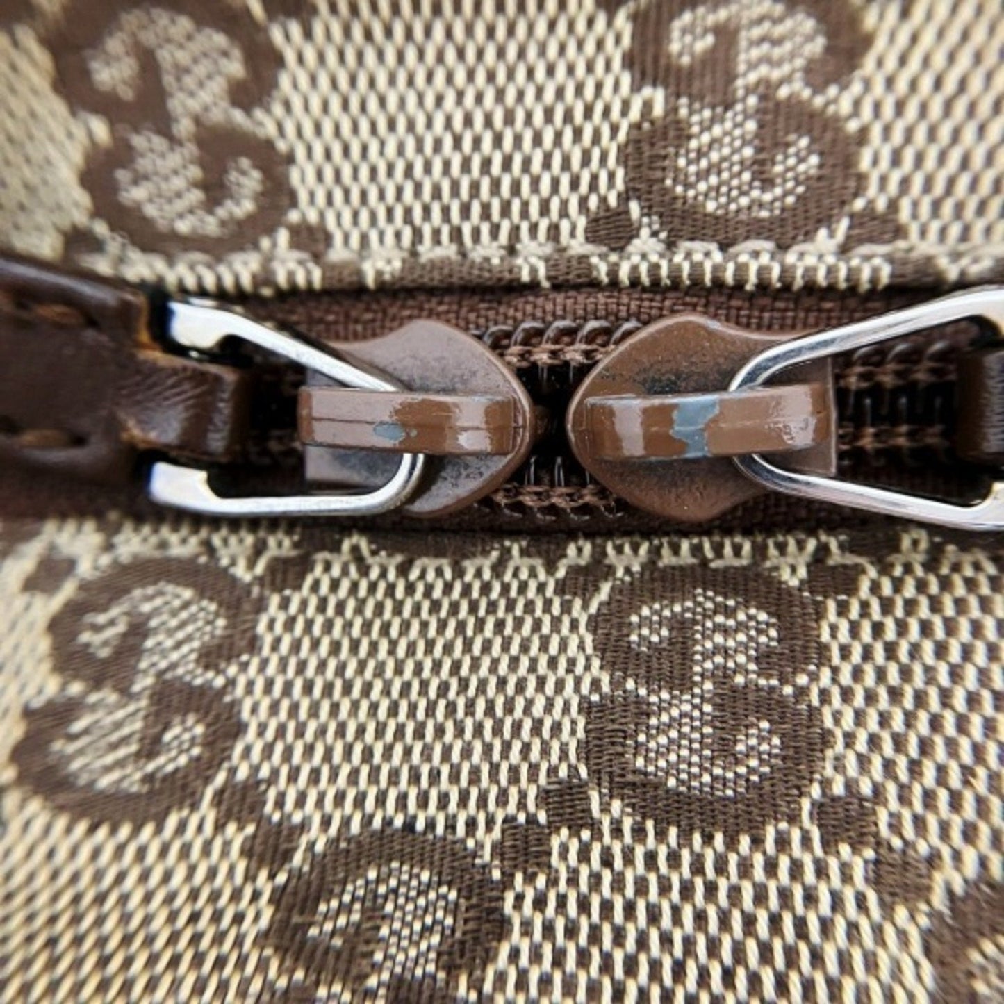 Gucci Beige Canvas Leather Shoulder Bag