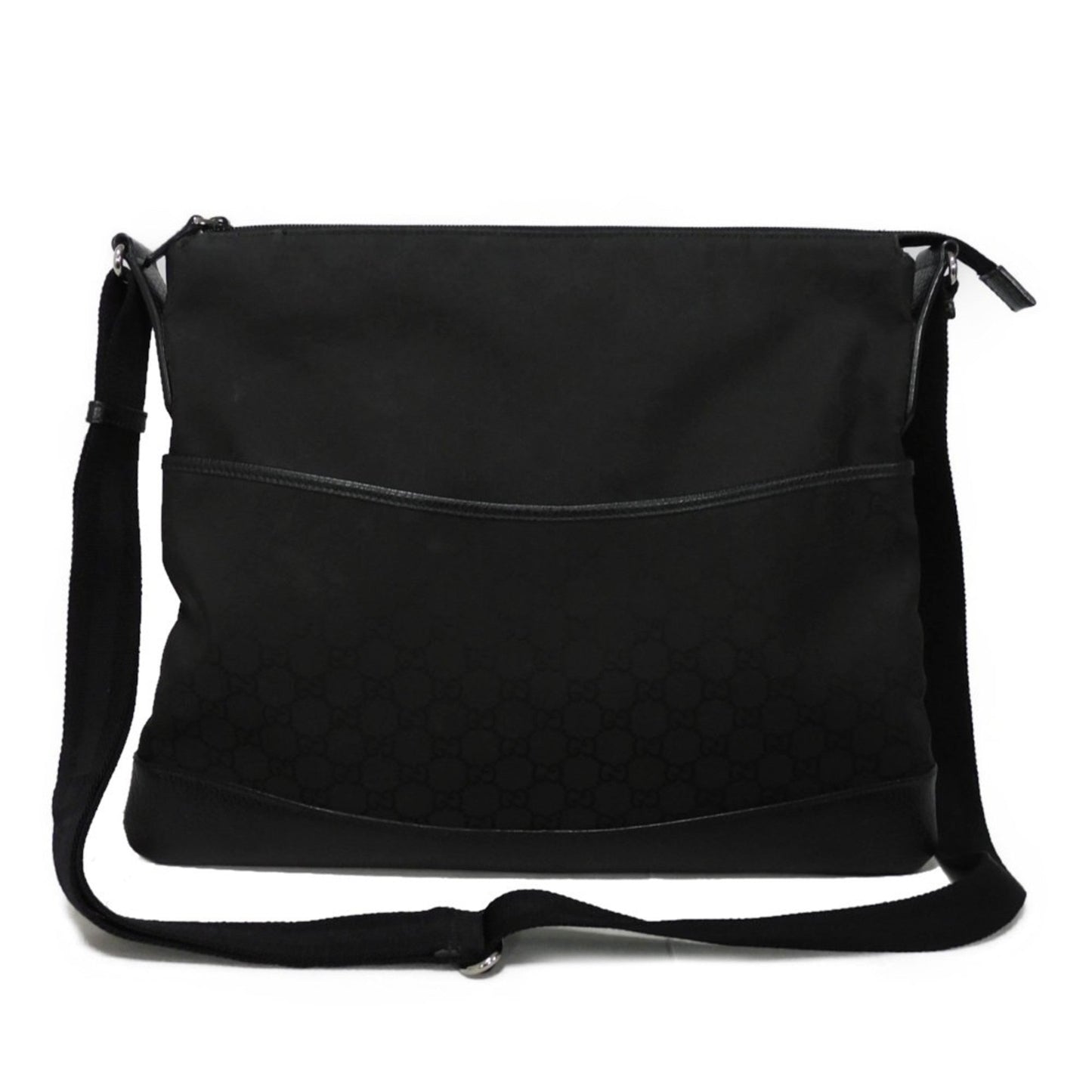 Gucci Black Nylon Canvas Leather Messenger Bag Shoulder Bag ()