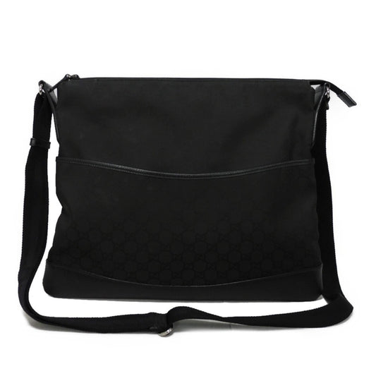 Gucci Black Nylon Canvas Leather Messenger Bag Shoulder Bag ()