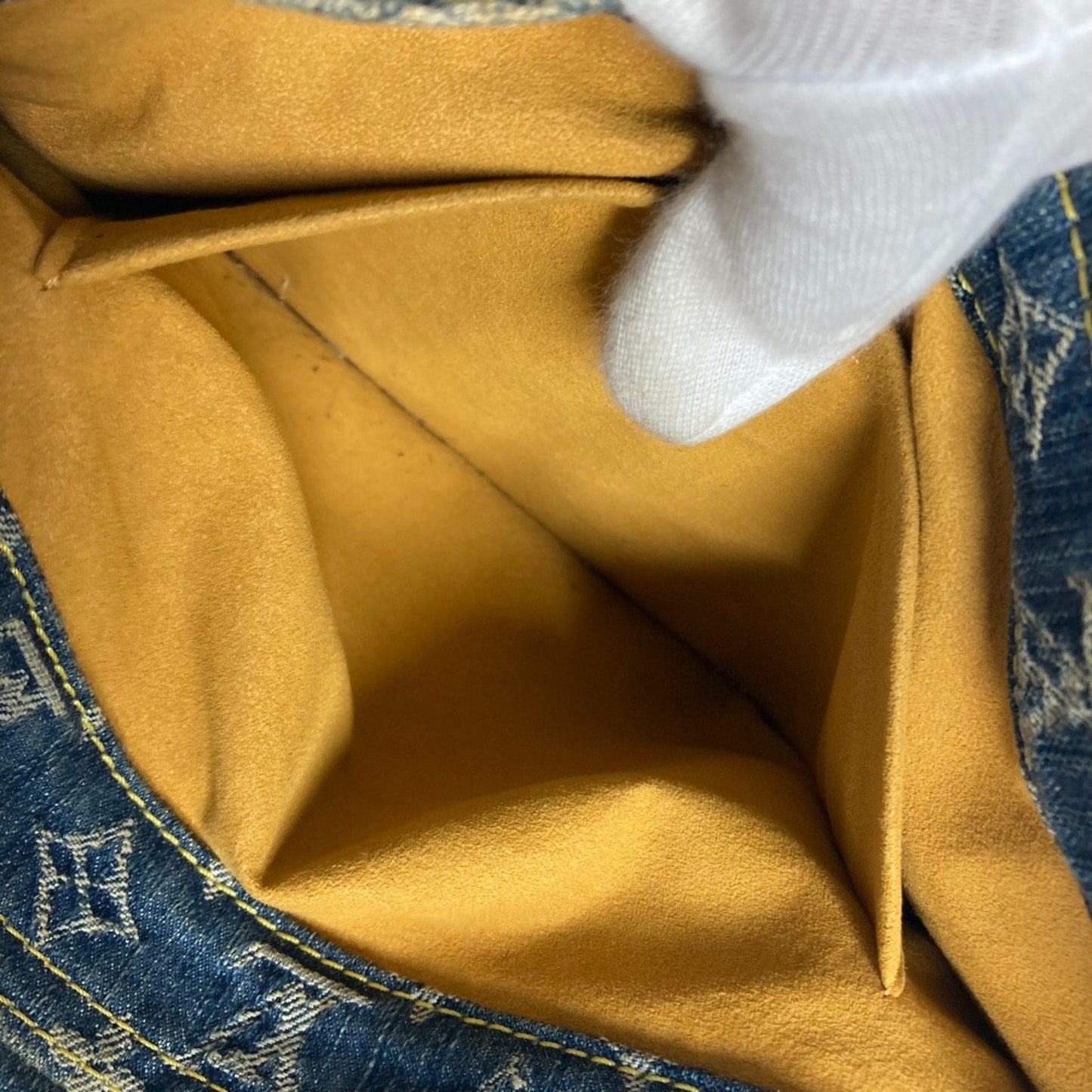 Louis Vuitton Blue Yellow Monogram Denim Shoulder Bag Tote Bag