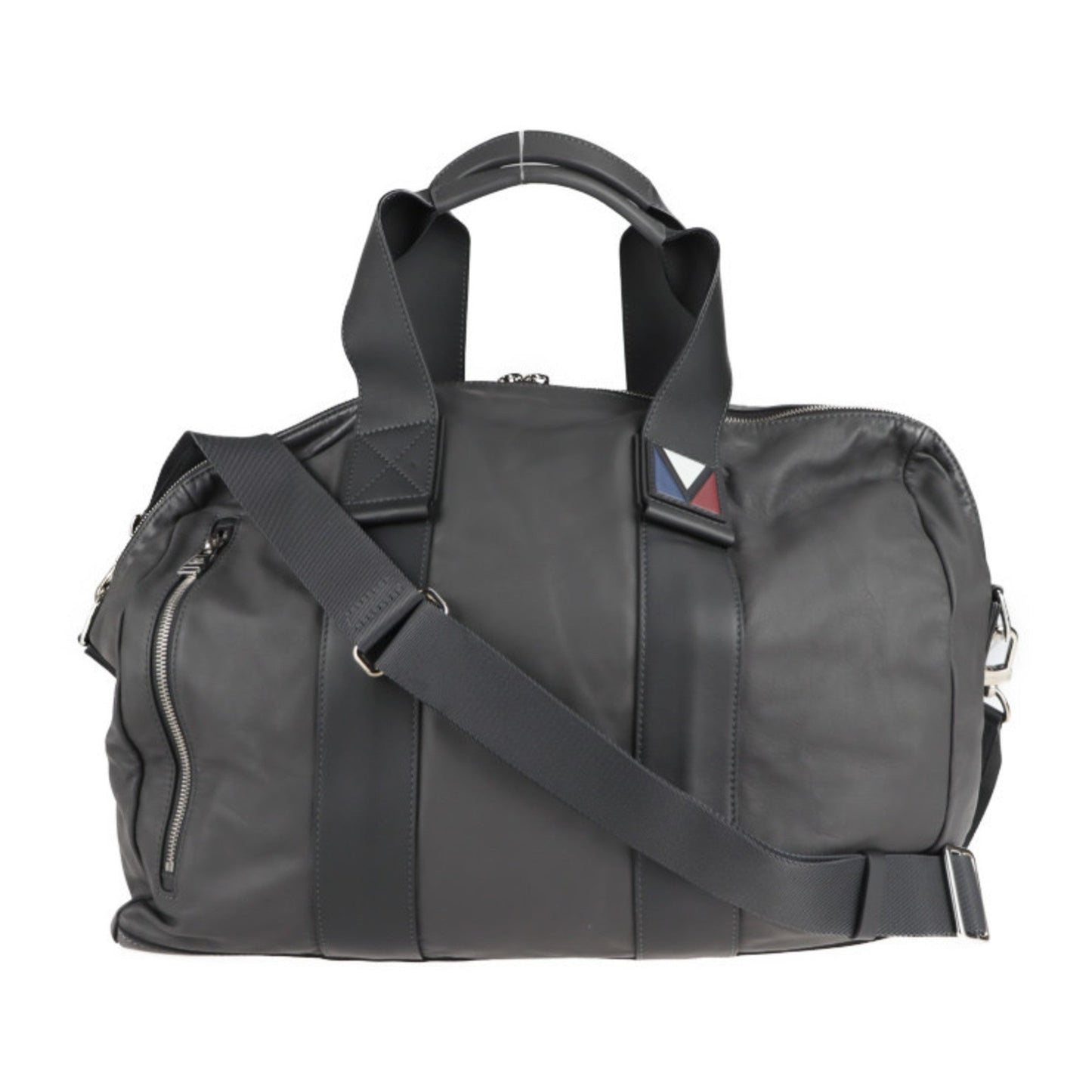 Louis Vuitton Gray Leather Boston Bag Handbag Shoulder Bag Tote Bag ()