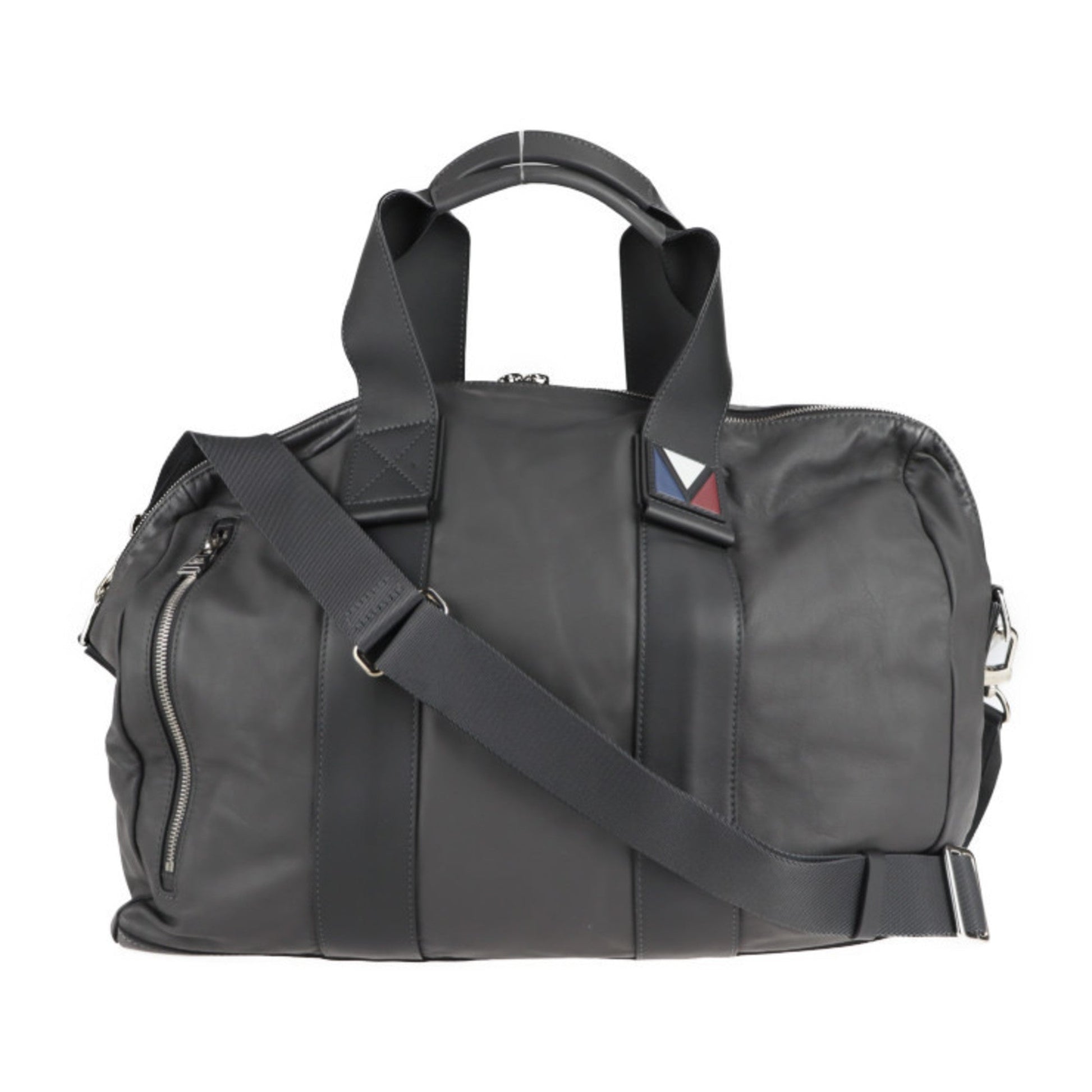 Louis Vuitton Gray Leather Boston Bag Handbag Shoulder Bag Tote Bag ()