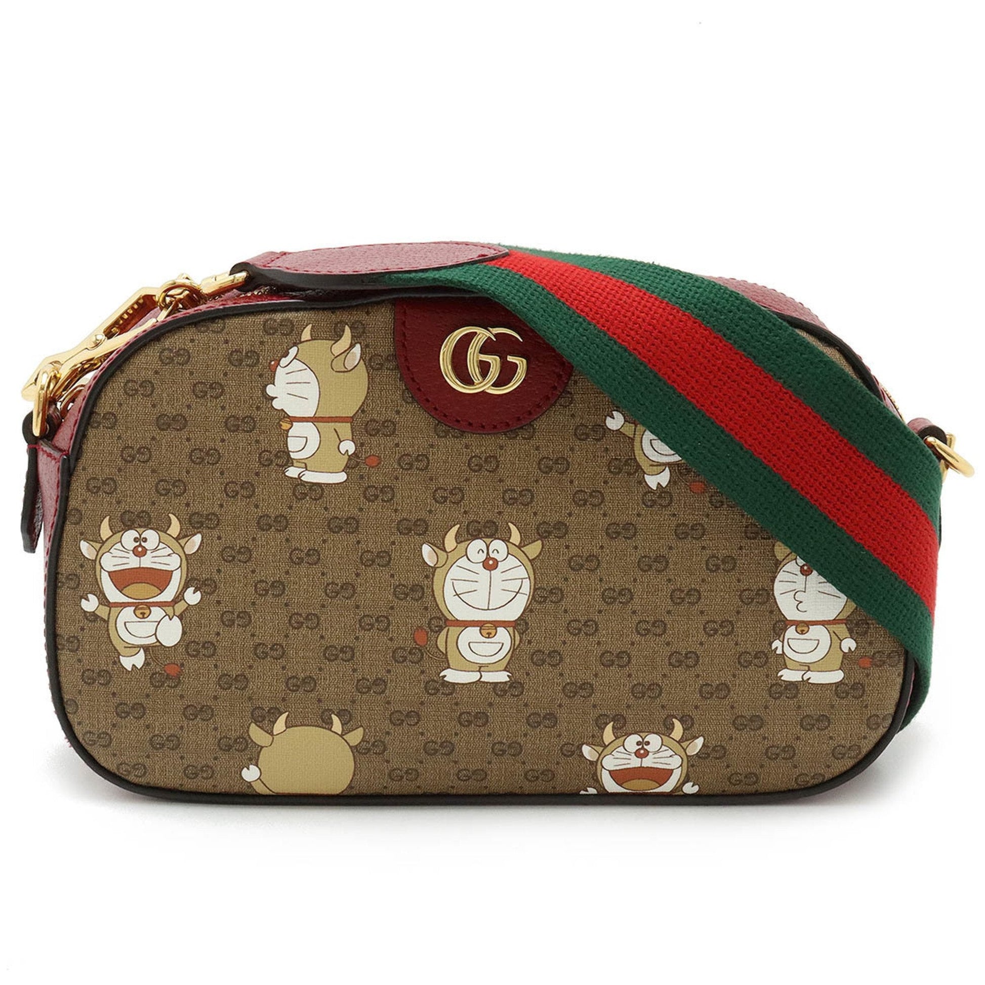 Gucci Bordeaux Brown Green Red Color Gg Supreme Leather Pochette Shoulder Bag ()