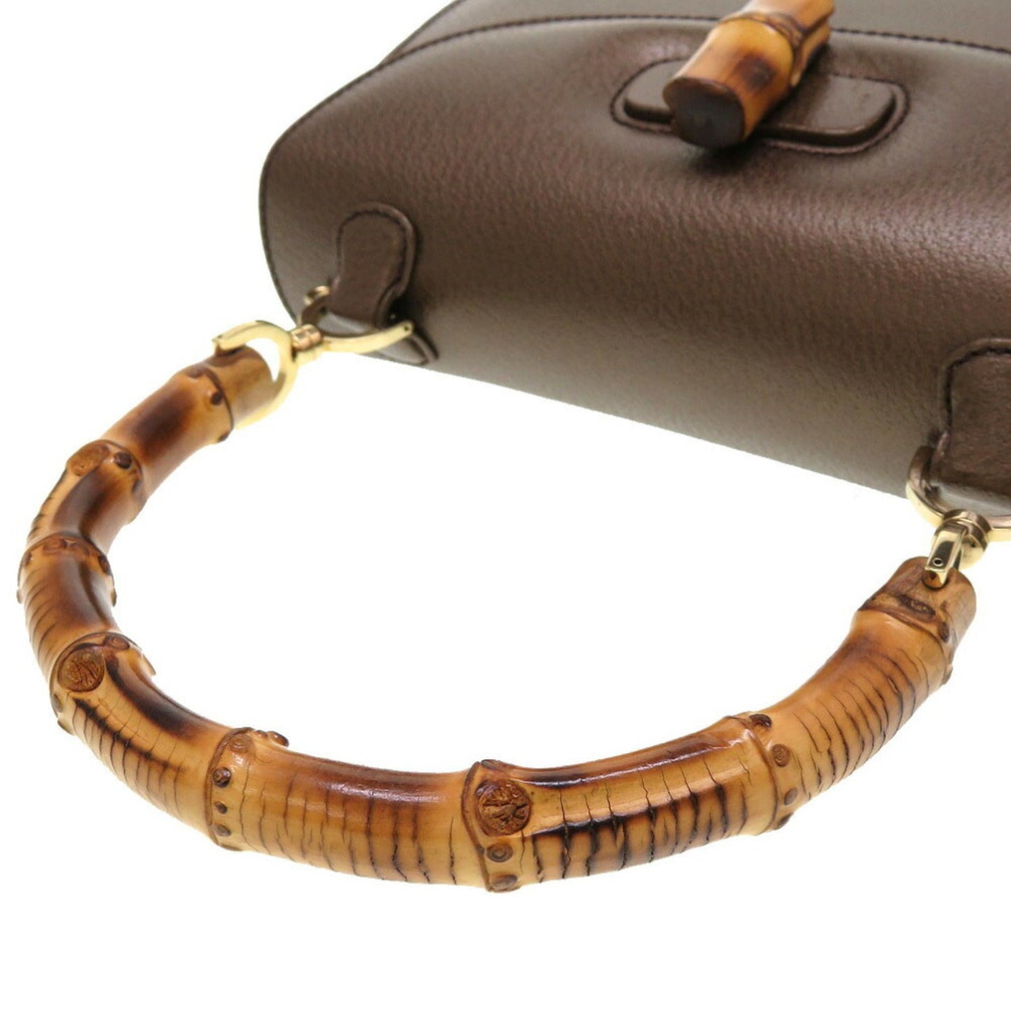 Gucci Bronze Bamboo Leather Handbag Shoulder Bag