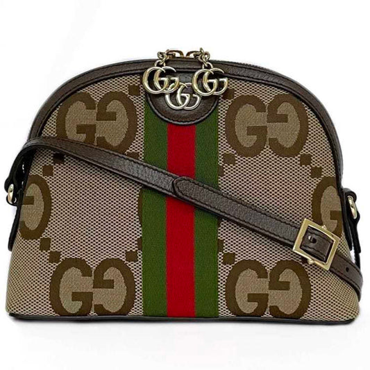 Gucci Beige Brown Canvas Leather Pochette Shoulder Bag ()