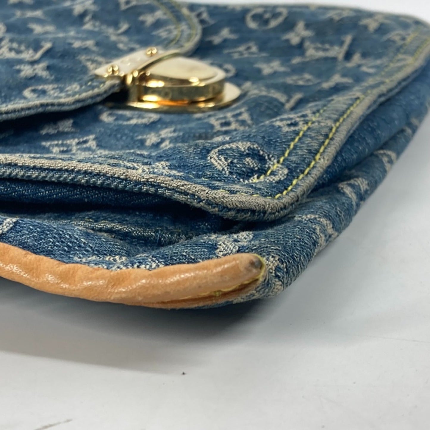 Louis Vuitton Blue Yellow Monogram Denim Shoulder Bag Tote Bag