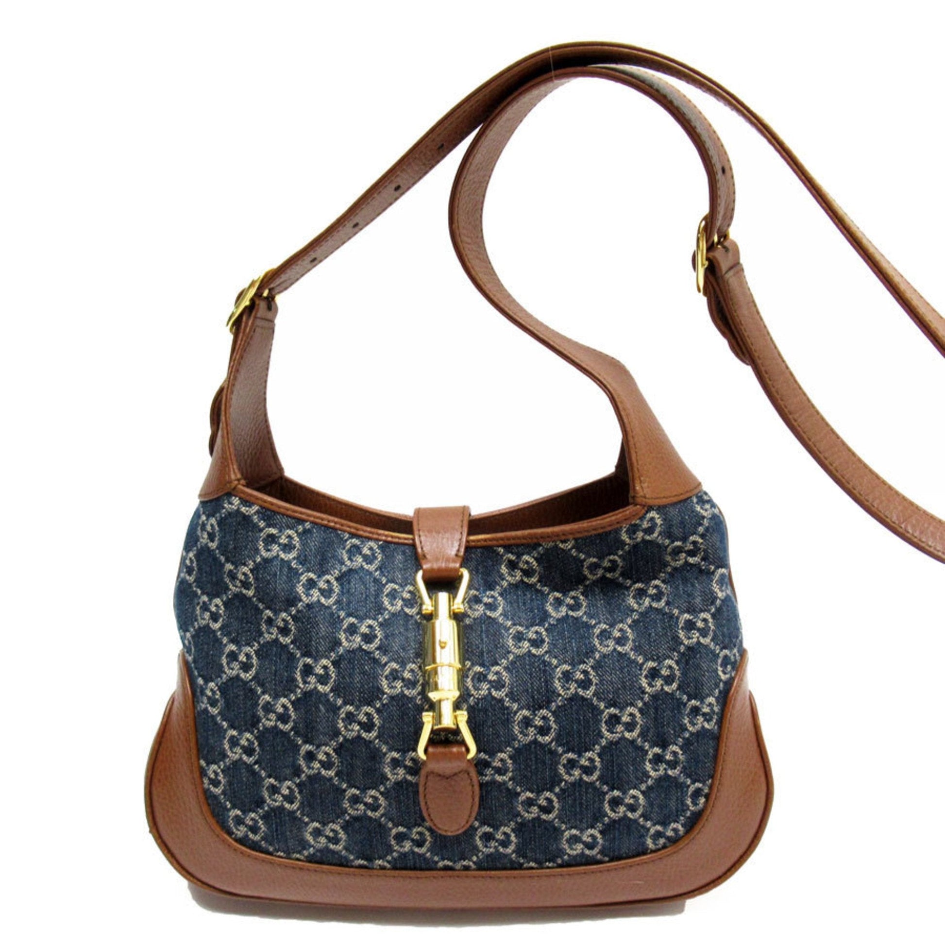 Gucci Brown Denim Leather Shoulder Bag ()