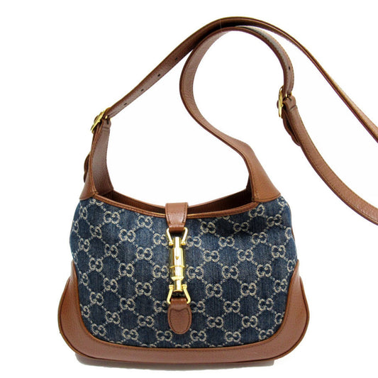 Gucci Brown Denim Leather Shoulder Bag ()
