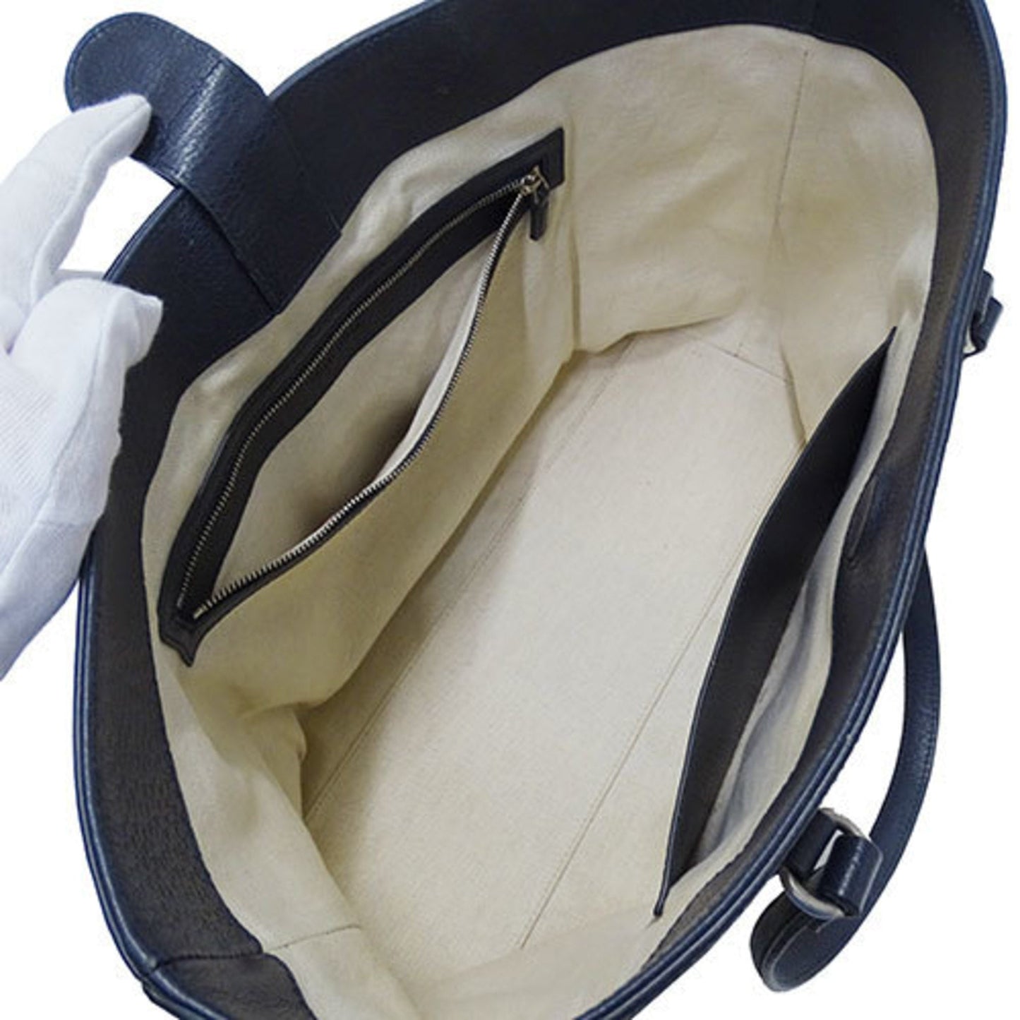 Gucci Ivory Navy Gg Supreme Tote Bag