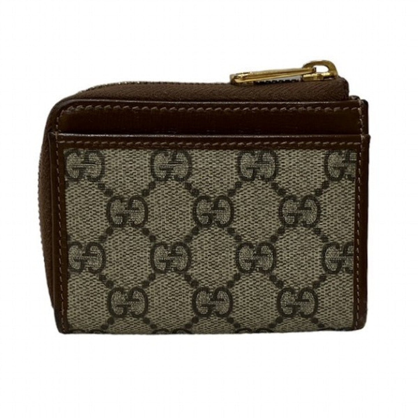 Gucci Beige Brown Leather Gg Supreme Coin Purse/Coin Case