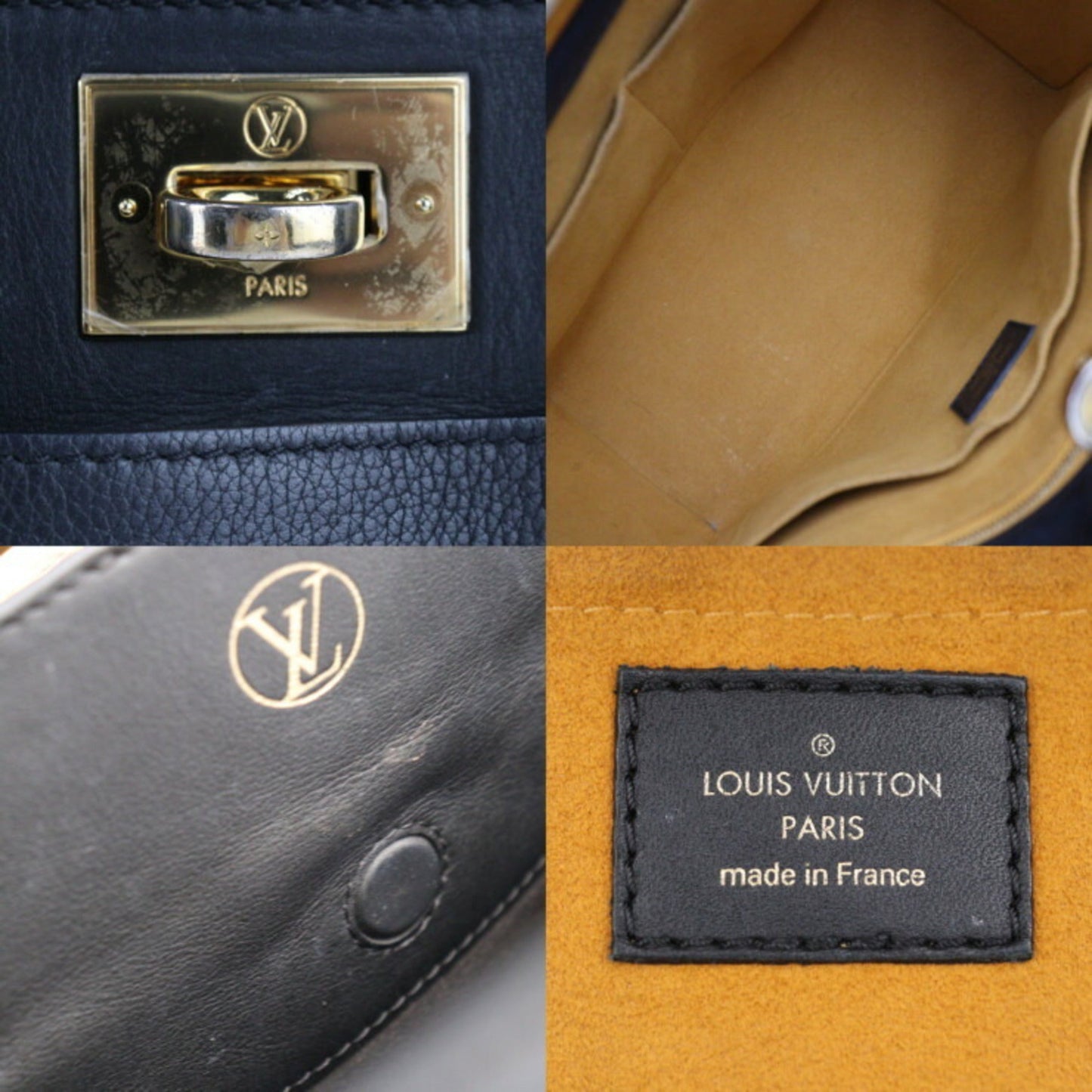 Louis Vuitton Black Leather Shoulder Bag Tote Bag