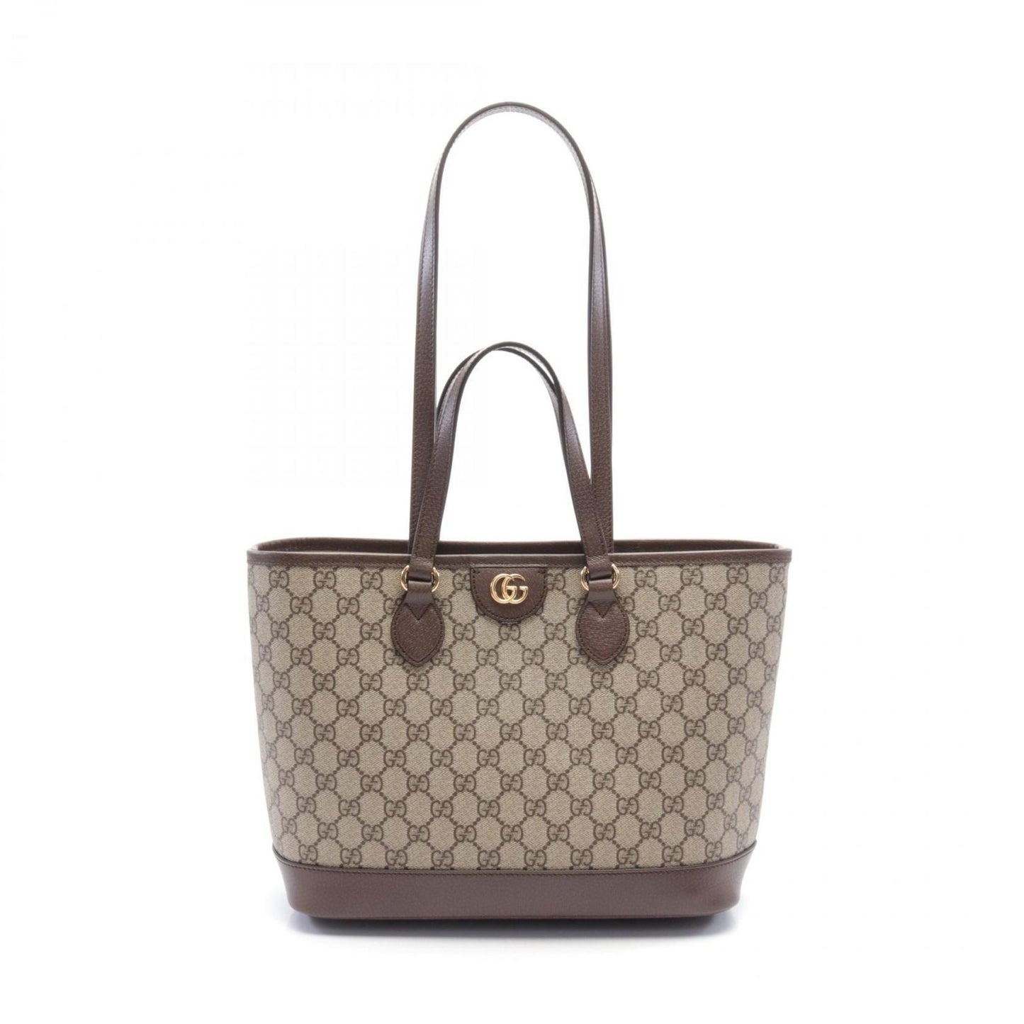 Gucci Beige Brown Pvc Coated Canvas Leather Tote Bag
