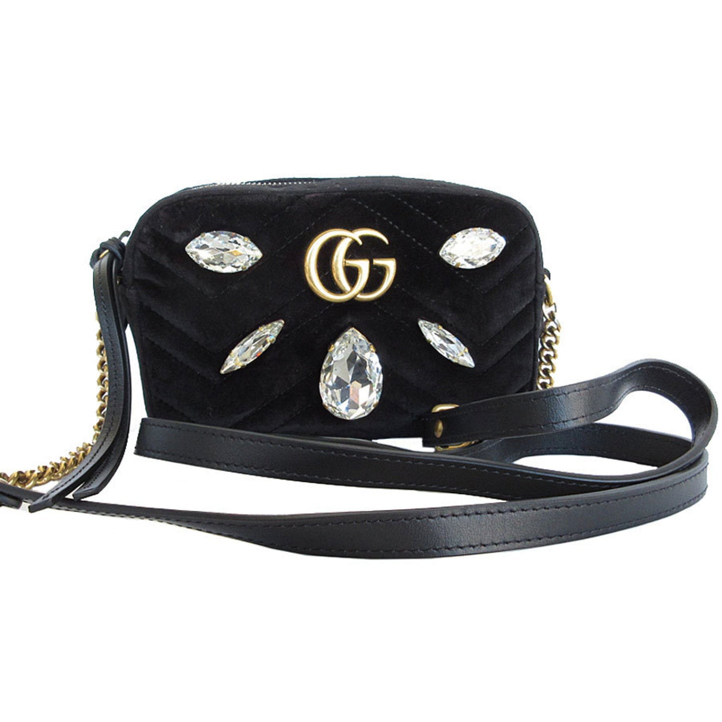 Gucci Black Velvet Shoulder Bag ()