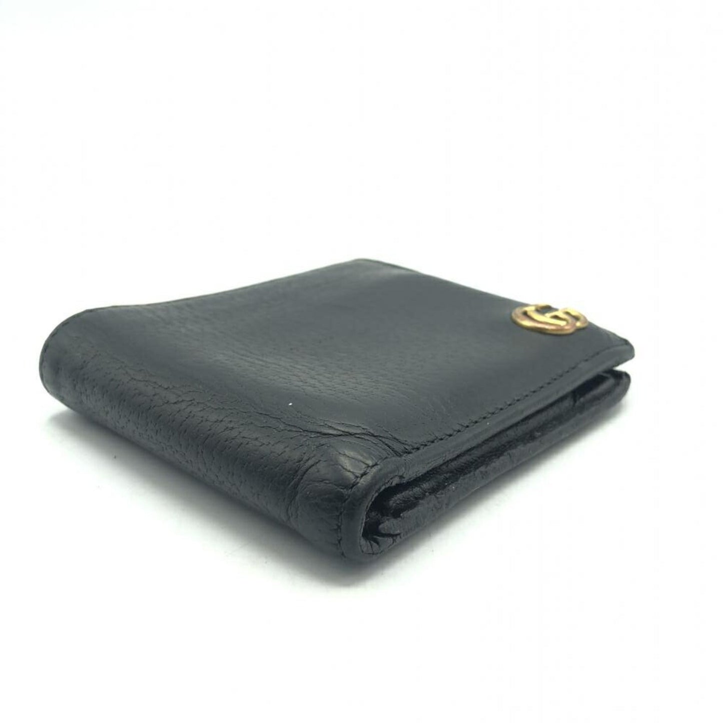 Gucci Black Gray Navy Leather Middle Wallet (Bi-Fold)
