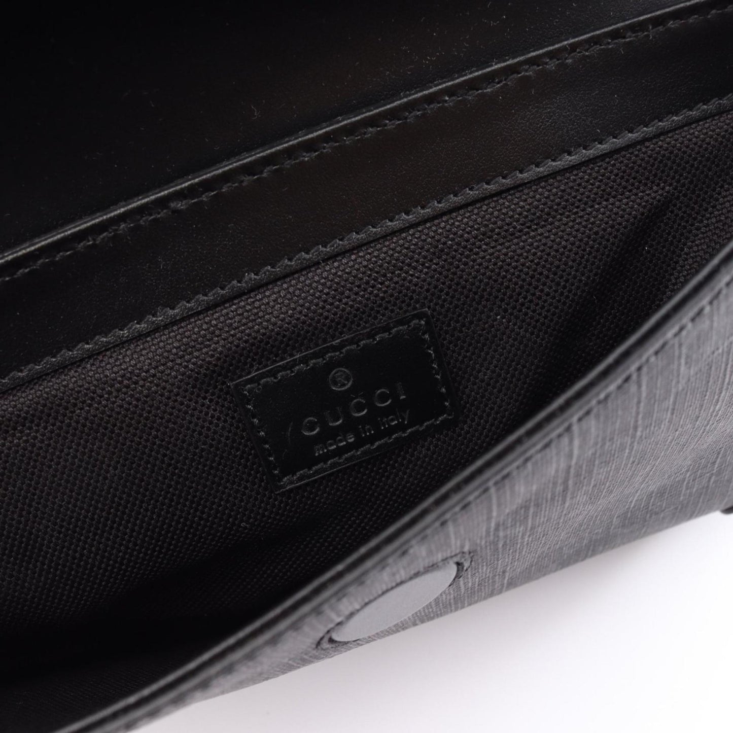 Gucci Black Gray Pvc Coated Canvas Leather Sling Bag