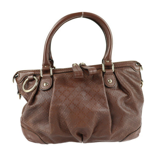 Gucci Sukey Brown Leather Handbag Shoulder Bag ()